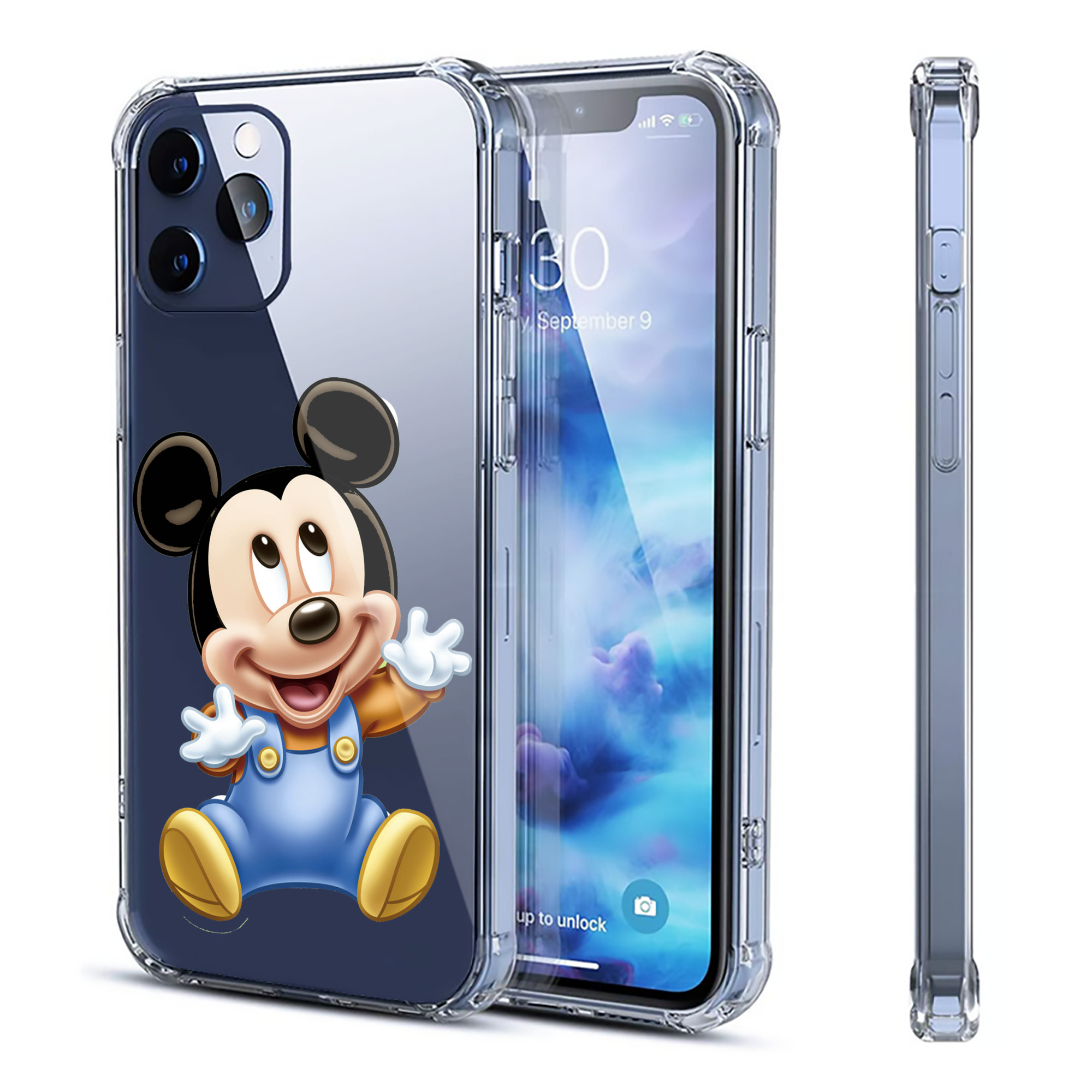 （画像用） ミッキーマウス Mickey Mouse 【iPhone 12シリーズ対応】透明スマホケース（クリアソフトケース）